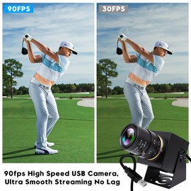 ELP 90fps Global Shutter USB Camera Close Up High Speed USB Camera 2.8-12mm 4x Manual Zoom with Varifocal Lens 1200P Goft Swing Camera Plug and Play for Laptop Raspberry Pi Mac OS Jetson Nano