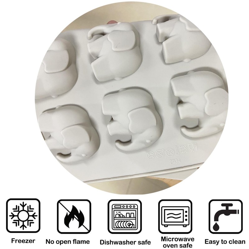 EPYHREHM 12 Cavity Elephant Silicone Chocolate Molds For Chocolate Candy
