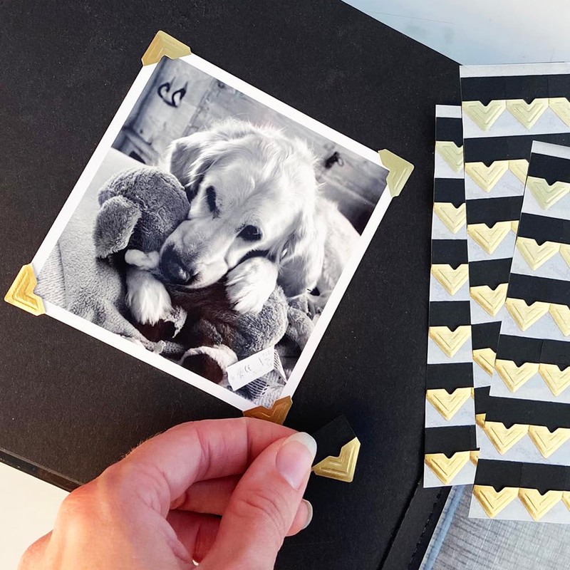 Scrapbook Adhesives by 3L Self-Adhesive Paper Photo Corners, Black, 108-Pack