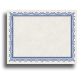 Blank Parchment Certificate Paper for Awards - Works with Inkjet/Laser Printers - Measures 8 1/2" x 11" - Blue Border - 100 Sheet Pack