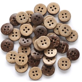 GANSSIA Coconut Shell Buttons Small Size 1/2 Inch (12.5mm) 4 Holes Coconut Button for Shirt Sewing or DIY Crafts Pack of 200pcs