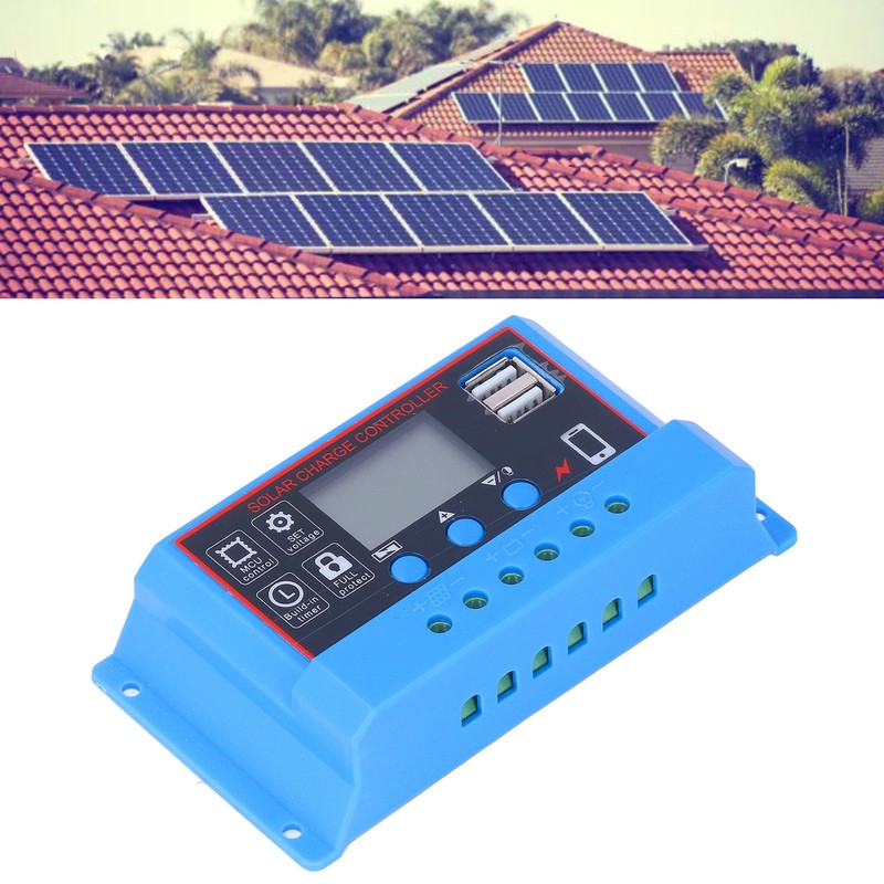 Solar Panel Charge Controller LCD Display PWM Photovoltaic Charging Regulator