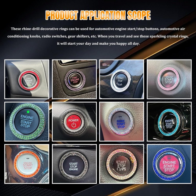 QZTYTY 2PCS Car Engine Start Stop Decoration Ring, Car Start