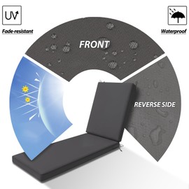AAAAAcessories Outdoor Chaise Lounge Cushions for Patio Furniture Lounge Chairs Set of 2, Waterproof Fabric, 72 x 21 x 3 Inch, Dark Gray