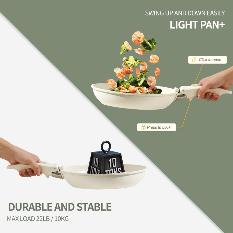 BECIGAR 8pcs Ceramic Pots and Pans Set, Non Stick Cookware