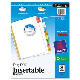WorkSaver Big Tab Dividers, Multicolor Tabs, 8-Tab, Letter, White, 1 Set, Total 36 ST
