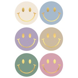 60 Pcs Gold Foil Happy Face Stickers, 2 inch Smiley Envelope Seals