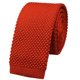 Men Deep Orange Narrow Retro Ties Rust Autumn Stylish Textured Elegant Neckties For Groomsmen