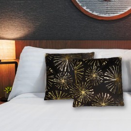 Betadistor Velvet Cushion Cover Gilding Gold Spark Throw Pillow Covers Square Decorative Cushion Case Soft for Home Sofa Living Room Bedroom 18x18 Inch 45x45 cm Pack of 2, Gold Spark, 523-0502