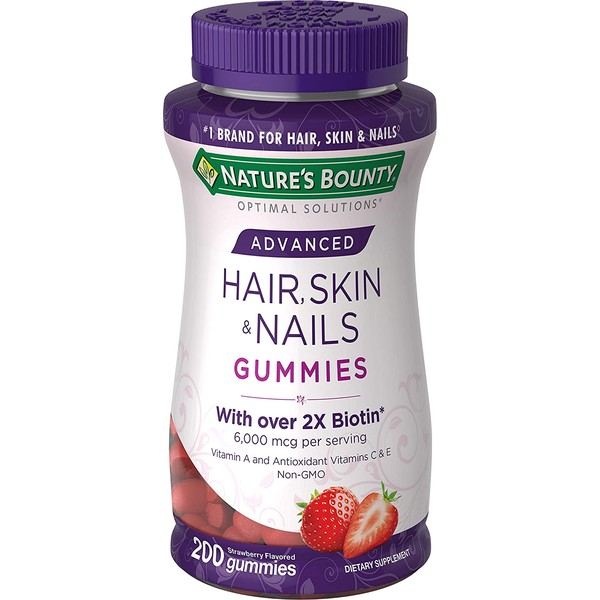 Nature's Bounty Optimal Solutions Advanced Hair, Strawberry, 200 Count