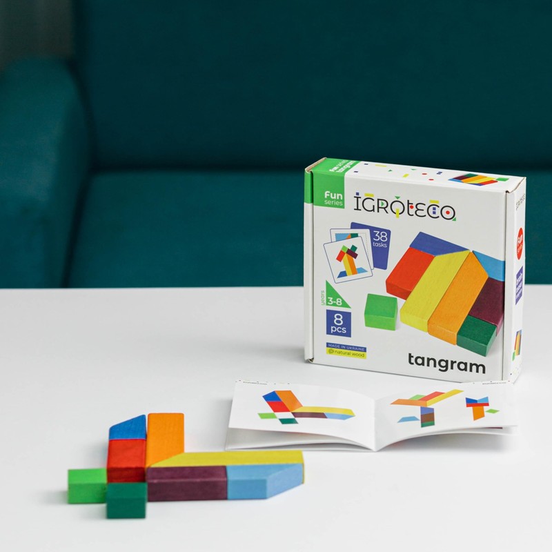 Igroteco, Tangram puzzles, puzzle with 7 building blocks and 10