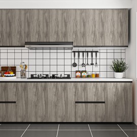 VaryPaper 15.7"x78.7" Rustic Grey Brown Wood Contact Paper Wood Wallpaper Peel and Stick Countertops Waterproof Removable Self Adhesive Wood Look Contact Paper for Cabinets Shelves Desk Table Top