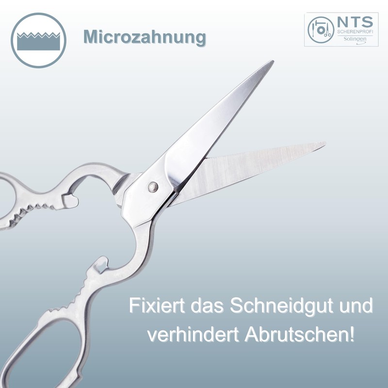 NTS-Solingen Professional kitchen scissors, All-Purpose Multifunctional scissors, Stainless forged, Original
