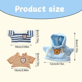 3 PCS Bear Clothes Set, Cute Teddy Bear Outfits for Stuffed Animals, Build A Bear Clothes for DIY Plush Dolls, Soft and Durable Hooded Bear Costumes for 20cm Bears
