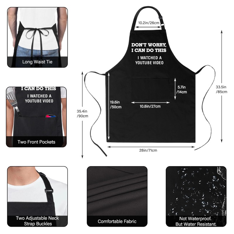 100% Cotton Funny Apron for Men Women Adjustable Bib Aprons