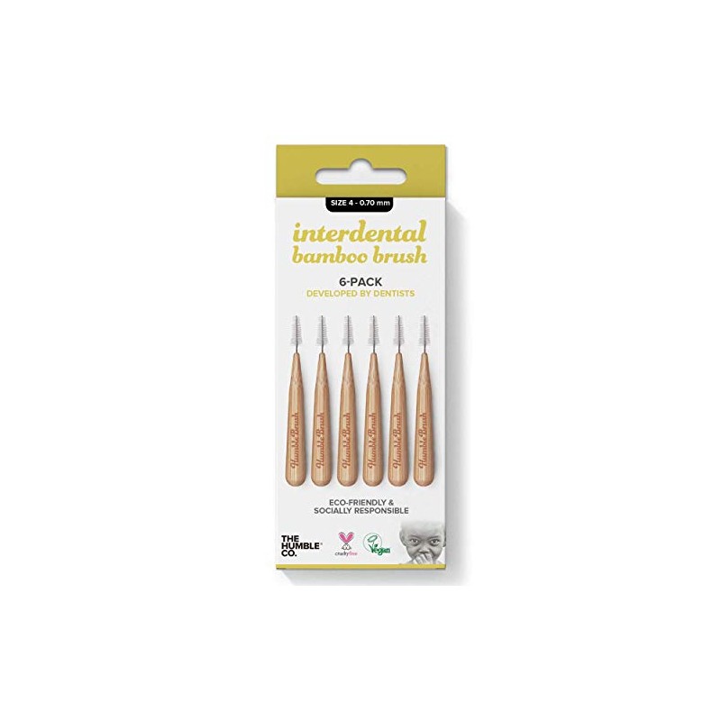Humble Interdental Brush Bamboo Interdental Brushes Size 4-0.70 mm Yellow
