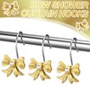 CroBlissful 12 Pcs Golden Bow Knot Shower Curtain Hooks Decorative