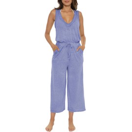 Becca by Rebecca Virtue Women's Standard Date Jumpsuit, Casual, Sleeveless with Pockets, Beach Cover Ups, Cornflower
