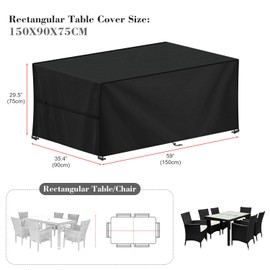 LAMUNI Garden Furniture Cover, Waterproof Outdoor Table Cover, Winterproof Tarpaulin, Garden Furniture, 420D Oxford Table Cover, Protective Cover for Garden Table Seating Set, Rectangular, 150 x 90 x