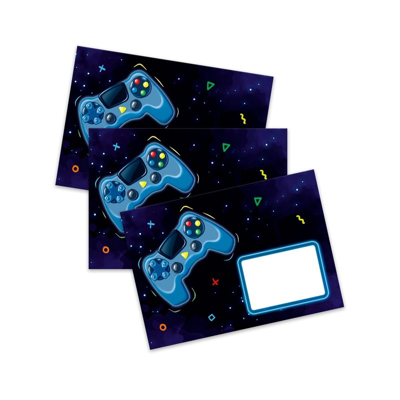 Minkocards 12 Invitation Cards Children's Birthday Boy Gamer Party Including