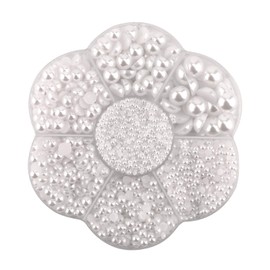 SAVITA 5600Pcs 2/3/4/5/6/8/10mm White Flat Back Pearl Half Round Pearls Beads Satin Luster Loose Beads Gems for DIY Craft Necklaces Bracelets Jewelry Decorations Wedding Dress Nail Art Making