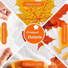 4X Thanksgiving Autumn Leaf Tablecloth Autumn Maple Leaf Tablecloth Waterproof Rectangular Plastic Tablecloth