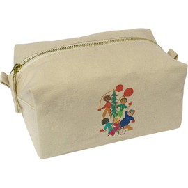 'Children with Christmas Gifts' Canvas Wash Bag/Makeup Case (CS00040895)