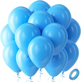 Bezente Blue Balloons Latex Party Balloons - 100 Pack 12 inch Round Helium Light Blue Balloons for Baby Shower Wedding Birthday Party Decorations