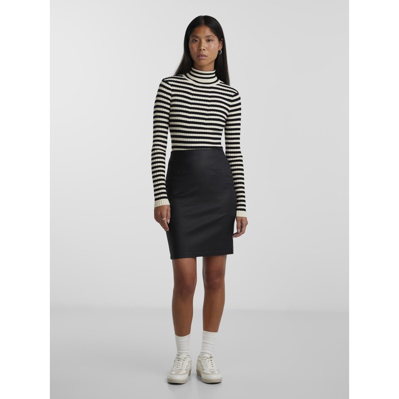 PIECES Women's PCPARO HW Coated Skirt/Noos BC 17092820, black