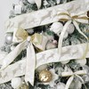 HUIHUANG Wired Christmas Ribbon 4 inch White Velvet Wired Ribbon