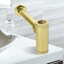 Gold washbasin trap P Stainless steel washbasin trap P for wall piping AJBATH
