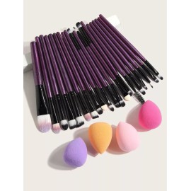 SBeauty Set De 20 Brochas Con 4 Esponjas De Maquillaje