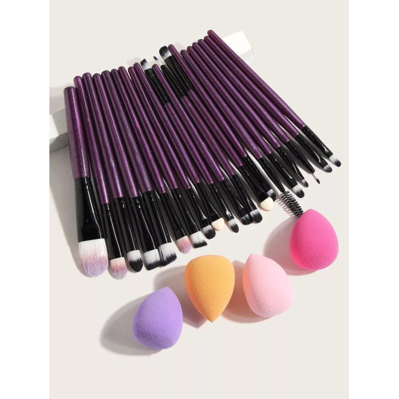 SBeauty Set De 20 Brochas Con 4 Esponjas De Maquillaje