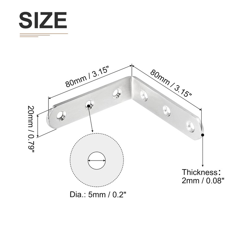 DTGN 80 x 80 x 20mm L Bracket Corner Brace