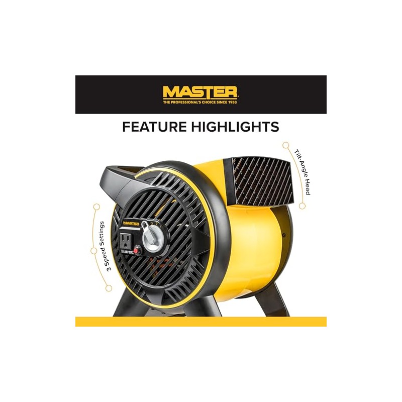 Master Heavy Duty Utility Blower, 3 Speed Portable Floor Fan