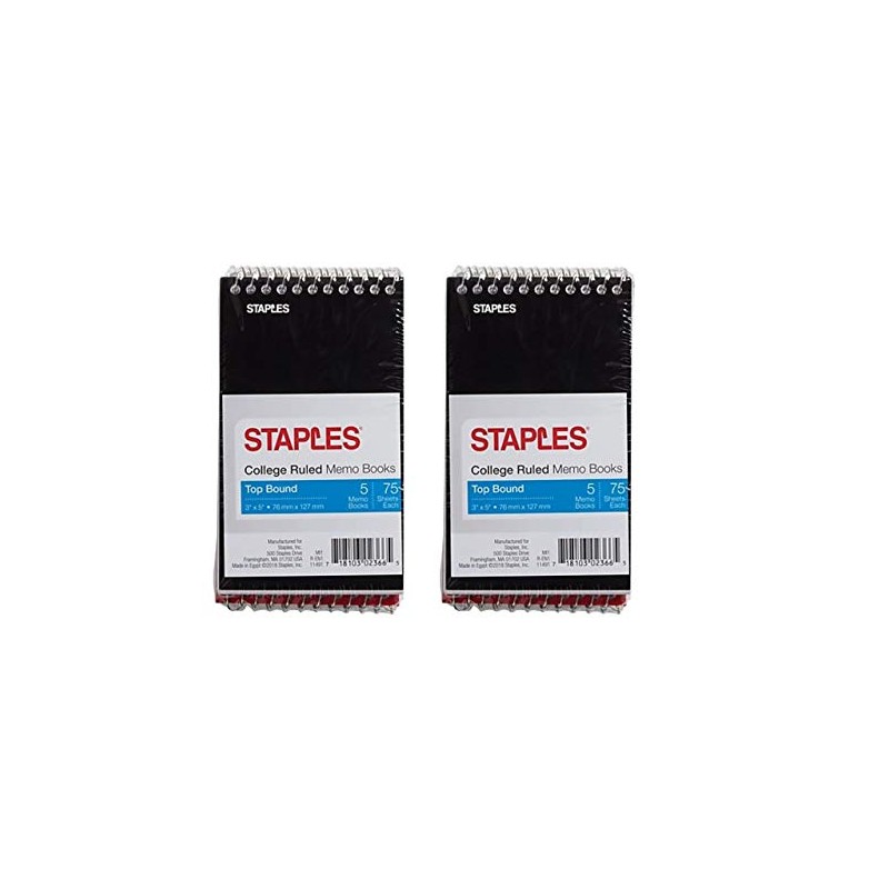 Staples Top Bound Memo Books, 3" x 5", 10/Pack (10