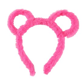 caralin Women Winter Thick Plush Headband Round Bear Ears Makeup Hair Hoop Bandana Hot Pink