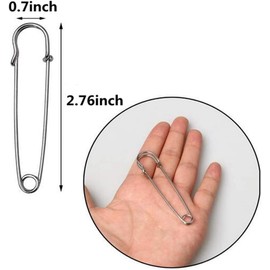 LINKPEACE Large Safety Pins, 2.76 "Heavy Duty Blanket Pins, Durable Bulk Steel Spring Lock Pins, Suitable for All Kinds of Handicrafts, Clothing, Upholstery, Brooch Making (Silver) (30)