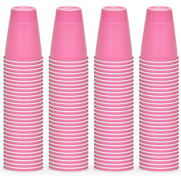 DecorRack Party Cups 12 oz Reusable Disposable Cups for Birthday Party Bachelorette Camping Indoor Outdoor Events Beverage Drinking Cups Pink (120 Pack)