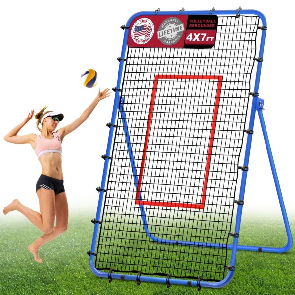 Volleyball Rebounder Net 4X7 FT, Adjustable Angles Volleyball Rebounder Bounce
