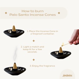 Luna Sundara Handmade Palo Santo Incense Cones (10 Cones Per Box) Sustainably Harvested Palo Santo from Peru