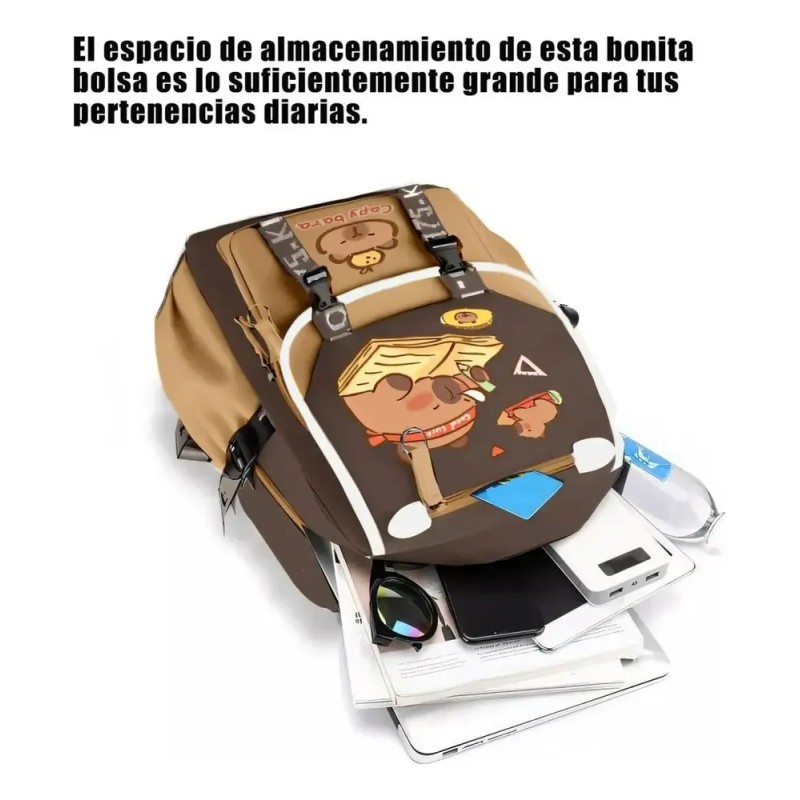 Bonita Bolsa De Capibara Con Gorra Grande Para Niñas Adolesc