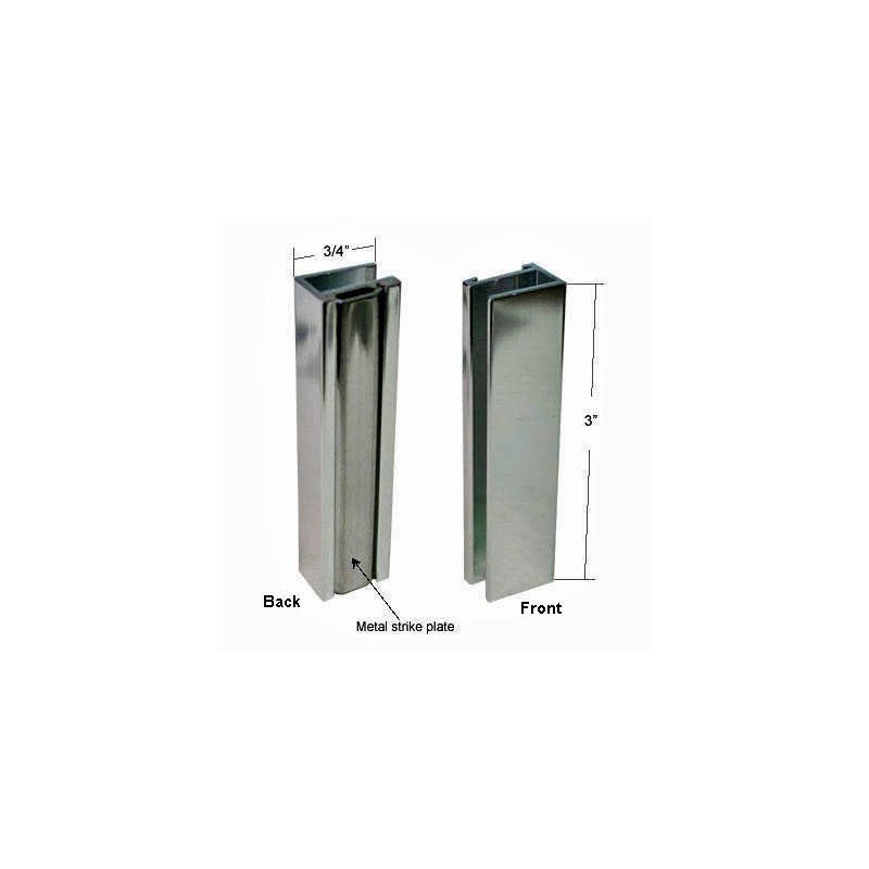 Brushed Nickel Shower Door U-Channel with Metal Strike Plate