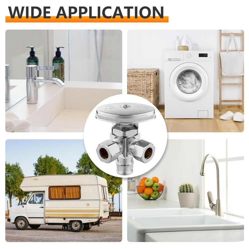 5-PCs HeSun Multi Turn PEX-A Angle Stop Valve, 1/2" PEX-A