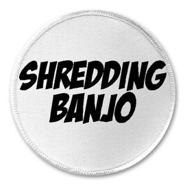 Shredding Banjo - 3" Circle Sew/Iron On Patch Music Musician Band Humor