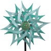 Viveta Metal Wind Spinners,53.5" Kinetic Wind Sculptures,Green Garden Pinwheels Double