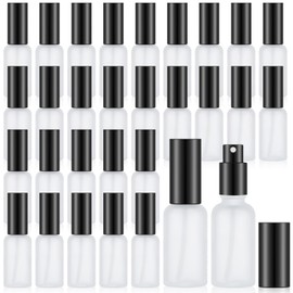 Roshtia 30 Pcs 1 oz Black Glass Spray Bottle Refillable Perfume Atomizer Clear Decorative Empty Bottles with Fine Mist Sprayer Pump for Face Body Travel