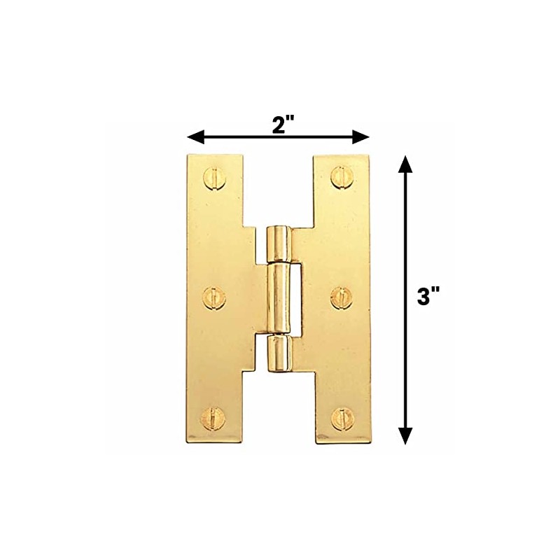 Renovators Supply Manufacturing Brass H Cabinet Hinges, 3 Inches, Modern,