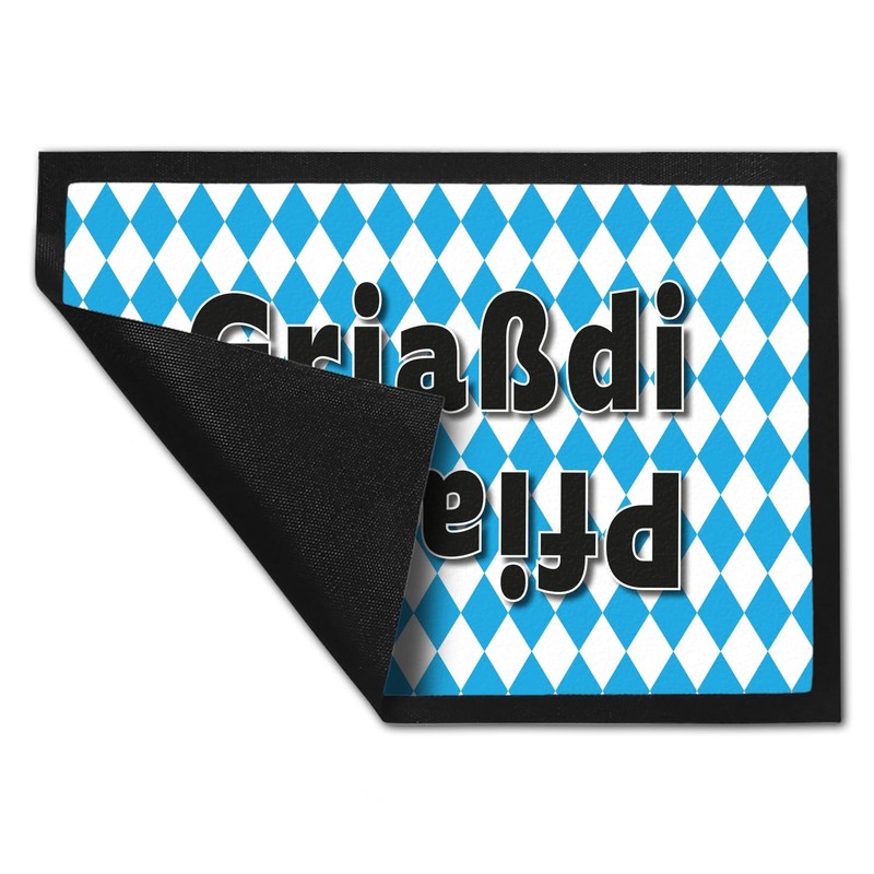 Griaßdi Pfiaddi Doormat 35 x 50 cm with Bavarian Flag