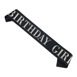 Birthday Girl Sash, Black Satin Silver Glitter Sash, Happy Birthday Princess Party Decorations, Women's Birthday Party Supplies, 16,18,21,30,40,50 or Any Other Birthday Party
